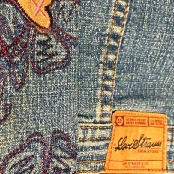 LEVI STRAUSS Signature Embroidered Purple Floral Flowers Denim Jacket Girls 4T - Picture 7 of 12
